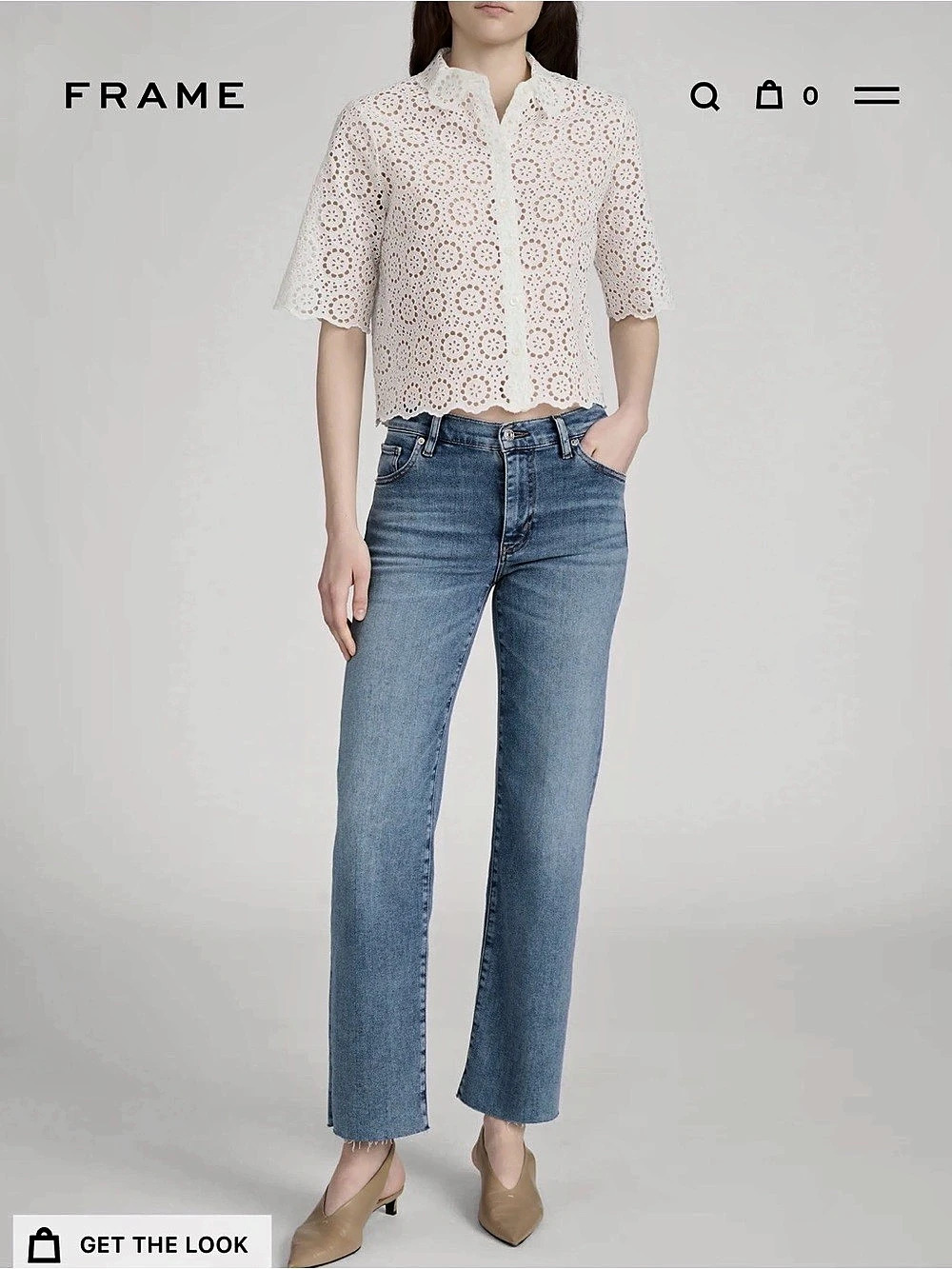 FRAME The Mellow Straight Leg Jeans in Clue Raw After Waist 26